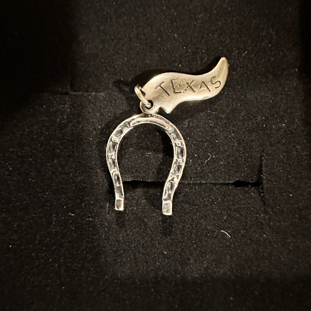 Sterling Silver Horseshoe and Texas Charm Pendant